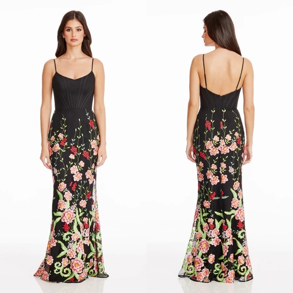 NWT Dress The Population Giovanna Floral Embroidered Gown - Picture 1 of 8